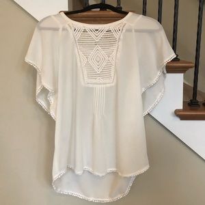 Anthropologie cream sheer top